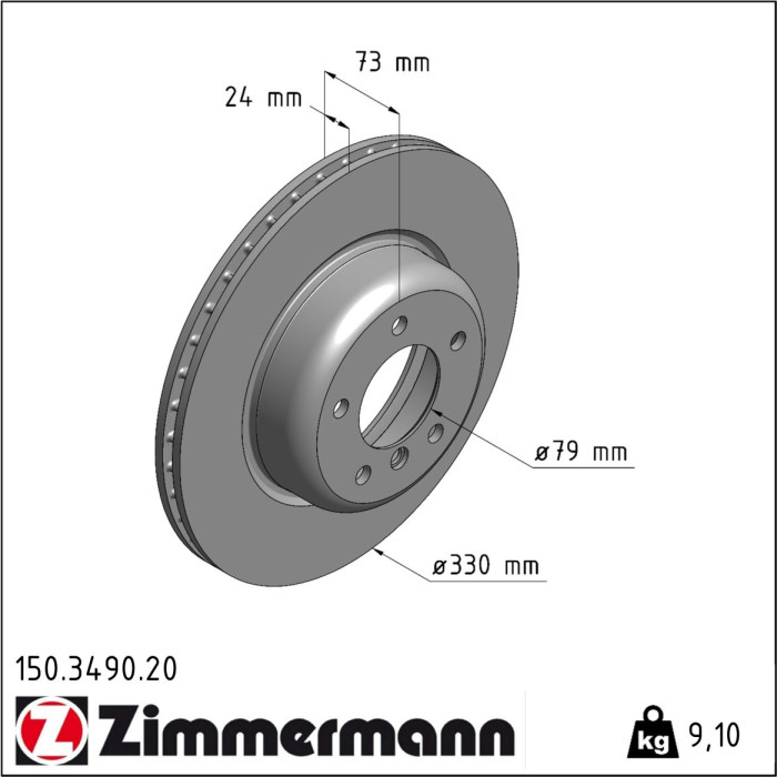 Zimmermann 150.3490.20 Bremsscheibe Coat Z Zimmermann 150.3490.20 Bremsscheibe Coat Z