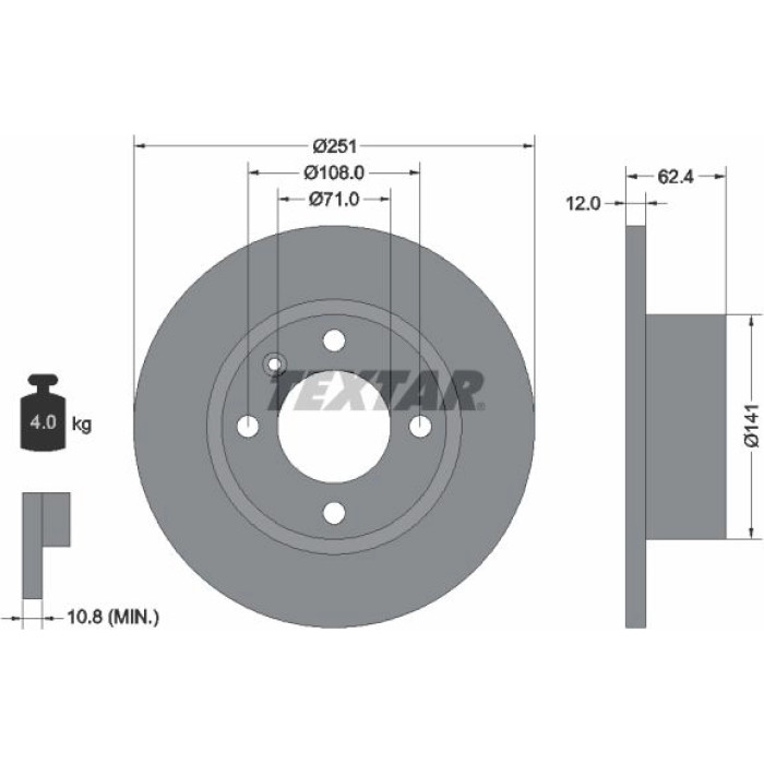 Textar 92076800 Bremsscheibe Textar 92076800 Bremsscheibe