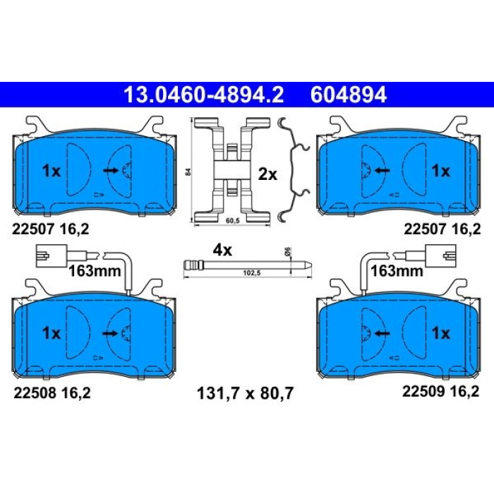 ATE 13.0460-4894.2 Bremsbelagsatz, Scheibenbremse ATE 13.0460-4894.2 Bremsbelagsatz, Scheibenbremse