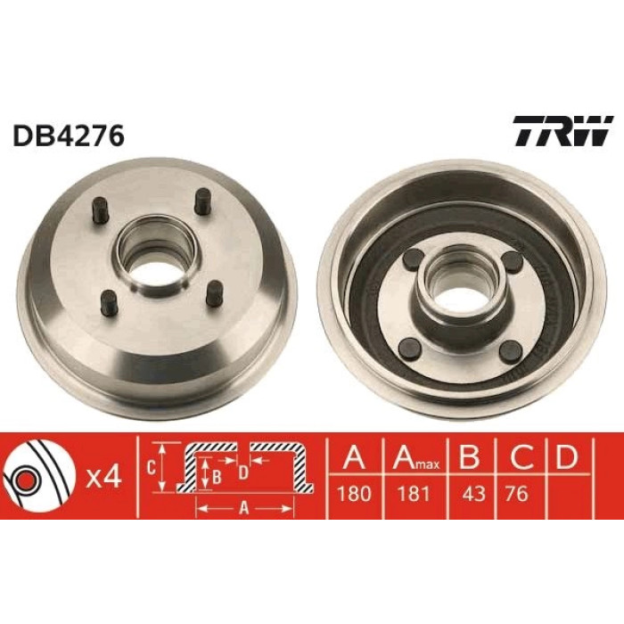 TRW DB4276 Bremstrommel TRW DB4276 Bremstrommel