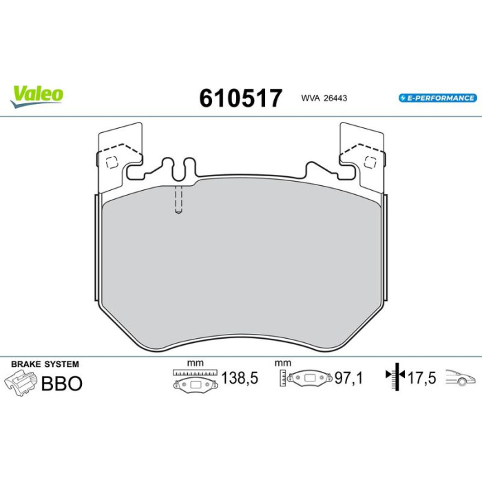 Valeo 610517 Bremsbelagsatz, Scheibenbremse E-PERFORMANCE