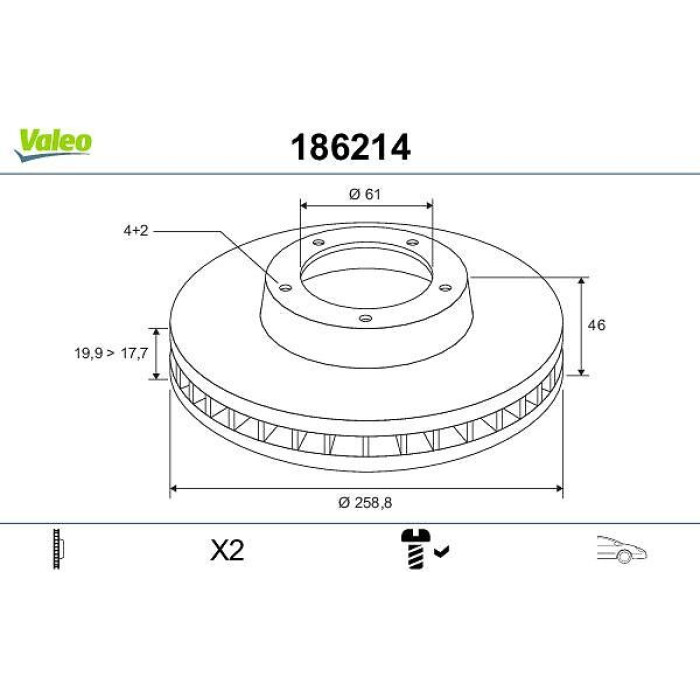 Valeo 186214 Bremsscheibe Valeo 186214 Bremsscheibe