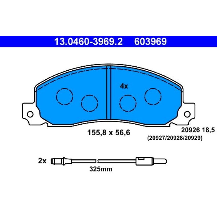 ATE 13.0460-3969.2 Bremsbelagsatz, Scheibenbremse ATE 13.0460-3969.2 Bremsbelagsatz, Scheibenbremse