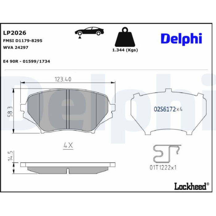 Delphi LP2026 Bremsbelagsatz, Scheibenbremse Delphi LP2026 Bremsbelagsatz, Scheibenbremse