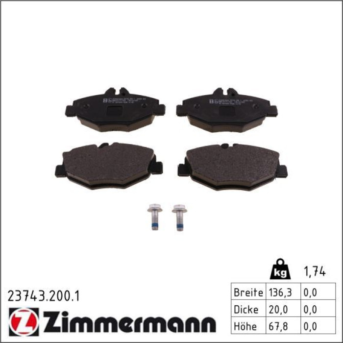 Zimmermann 23743.200.1 Bremsbelagsatz, Scheibenbremse Zimmermann 23743.200.1 Bremsbelagsatz, Scheibenbremse