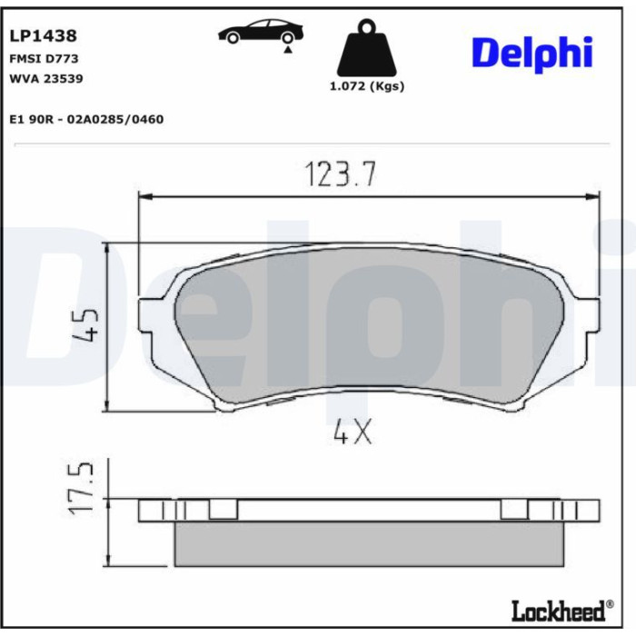 Delphi LP1438 Bremsbelagsatz, Scheibenbremse Delphi LP1438 Bremsbelagsatz, Scheibenbremse