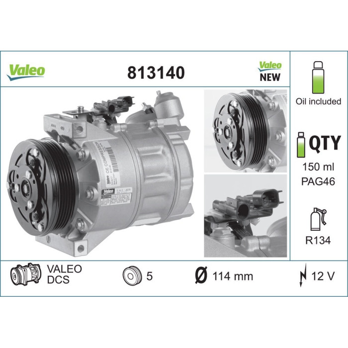 Valeo 813140 Kompressor, Klimaanlage ORIGINS - NEW O.E. TECHNOLOGIE