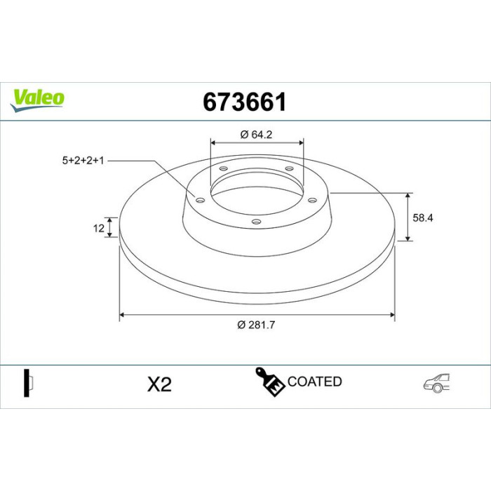 Valeo 673661 Bremsscheibe COATED Valeo 673661 Bremsscheibe COATED