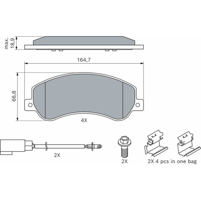 BOSCH 0 986 494 170 Bremsbelagsatz, Scheibenbremse BOSCH 0 986 494 170 Bremsbelagsatz, Scheibenbremse