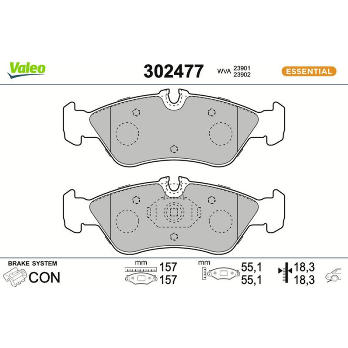 Valeo 302477 Bremsbelagsatz, Scheibenbremse ESSENTIAL Valeo 302477 Bremsbelagsatz, Scheibenbremse ESSENTIAL