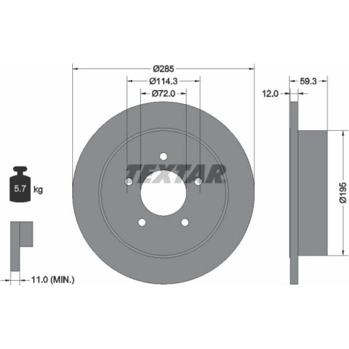 Textar 92194003 Bremsscheibe PRO Textar 92194003 Bremsscheibe PRO