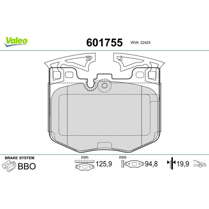 Valeo 601755 Bremsbelagsatz, Scheibenbremse Valeo 601755 Bremsbelagsatz, Scheibenbremse