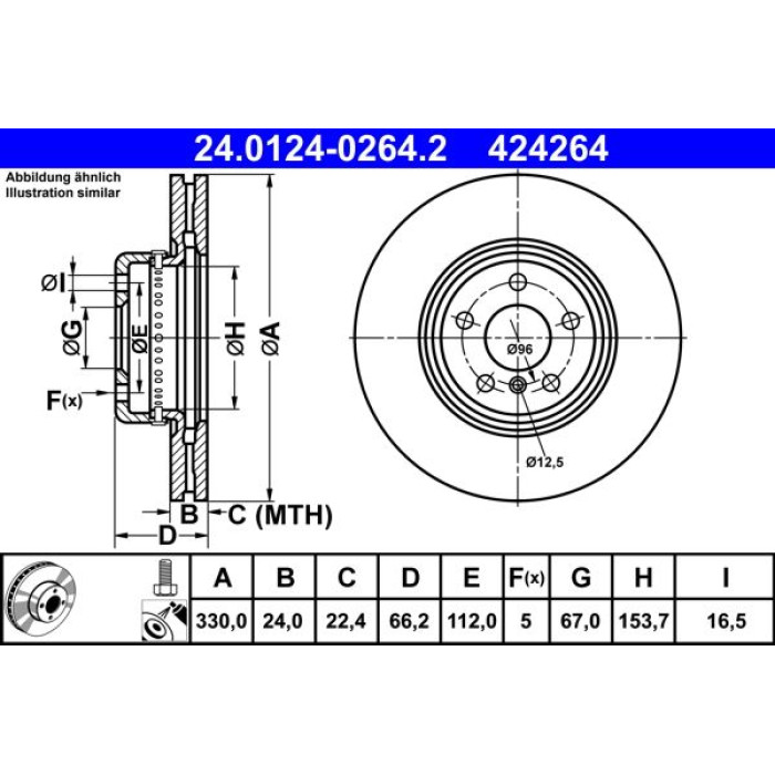 ATE 24.0124-0264.2 Bremsscheibe