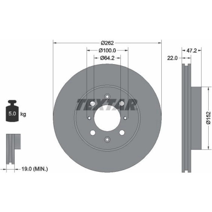 Textar 92070600 Bremsscheibe Textar 92070600 Bremsscheibe