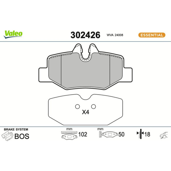 Valeo 302426 Bremsbelagsatz, Scheibenbremse ESSENTIAL Valeo 302426 Bremsbelagsatz, Scheibenbremse ESSENTIAL
