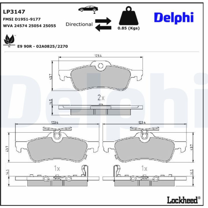 Delphi LP3147 Bremsbelagsatz, Scheibenbremse