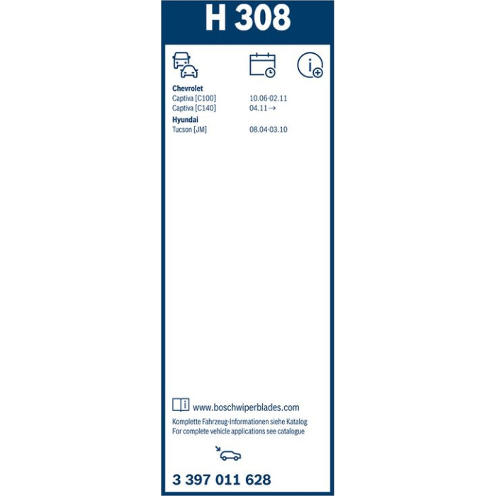 BOSCH H 308 Scheibenwischer Rear 3 397 011 628