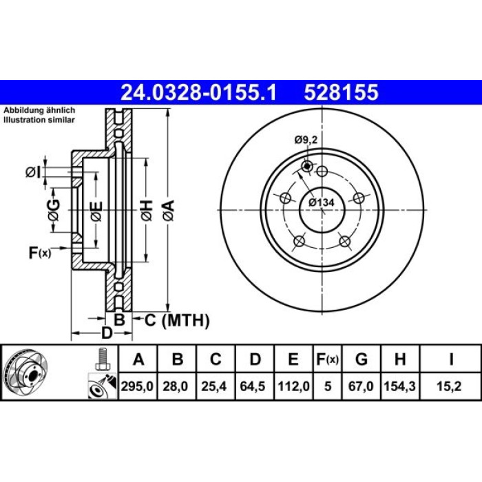 ATE 24.0328-0155.1 Bremsscheibe PowerDisc ATE 24.0328-0155.1 Bremsscheibe PowerDisc