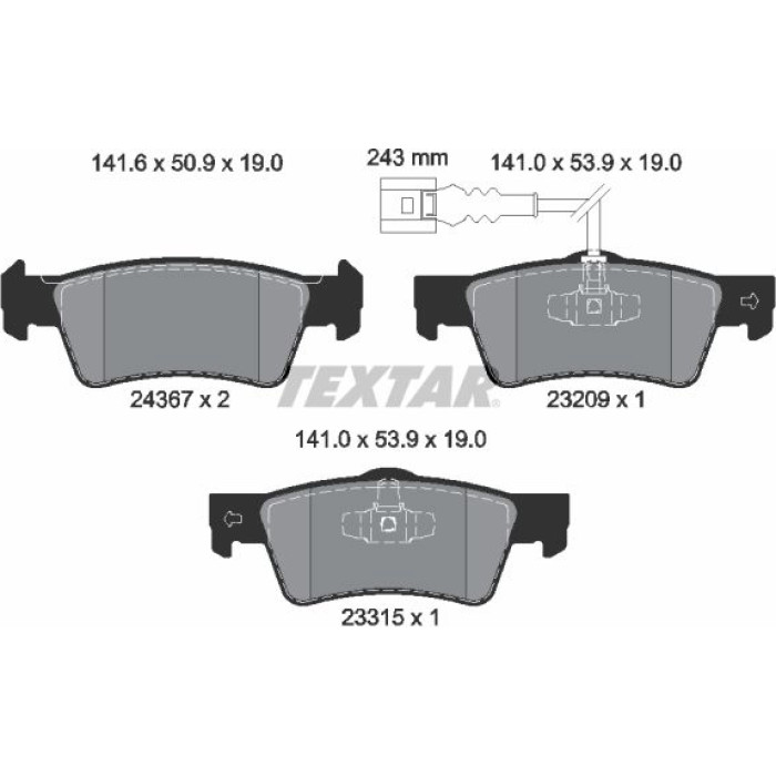 Textar 2436704 Bremsbelagsatz, Scheibenbremse Q+ Textar 2436704 Bremsbelagsatz, Scheibenbremse Q+