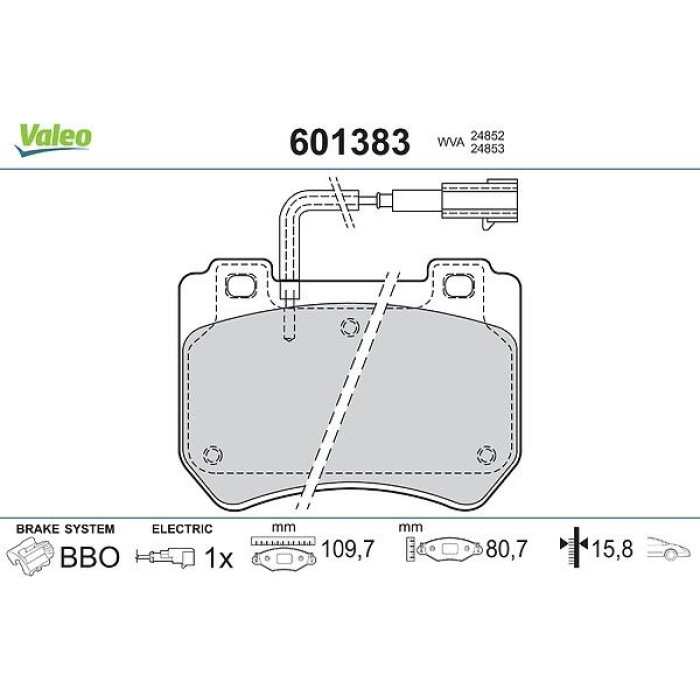 Valeo 601383 Bremsbelagsatz, Scheibenbremse Valeo 601383 Bremsbelagsatz, Scheibenbremse