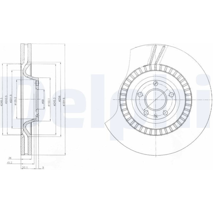Delphi BG9065C Bremsscheibe Delphi BG9065C Bremsscheibe