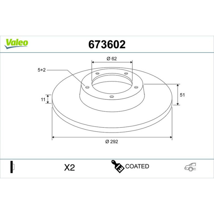 Valeo 673602 Bremsscheibe COATED
