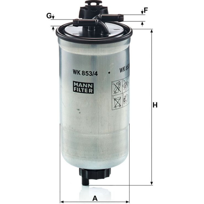 Mann-Filter WK 853/4 Kraftstofffilter Mann-Filter WK 853/4 Kraftstofffilter