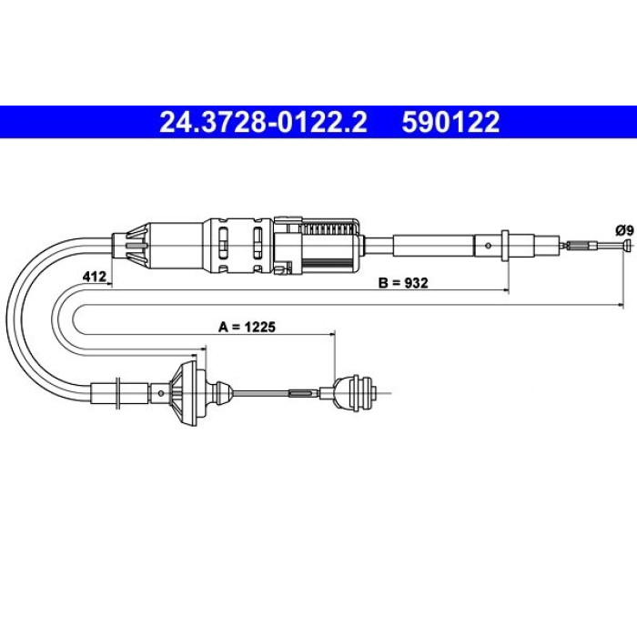 ATE 24.3728-0122.2 Seilzug, Kupplungsbetätigung ATE 24.3728-0122.2 Seilzug, Kupplungsbetätigung
