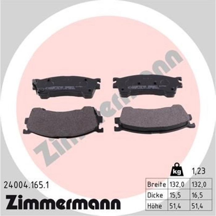 Zimmermann 24004.165.1 Bremsbelagsatz, Scheibenbremse Zimmermann 24004.165.1 Bremsbelagsatz, Scheibenbremse