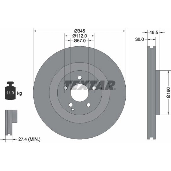Textar 92123603 Bremsscheibe PRO Textar 92123603 Bremsscheibe PRO