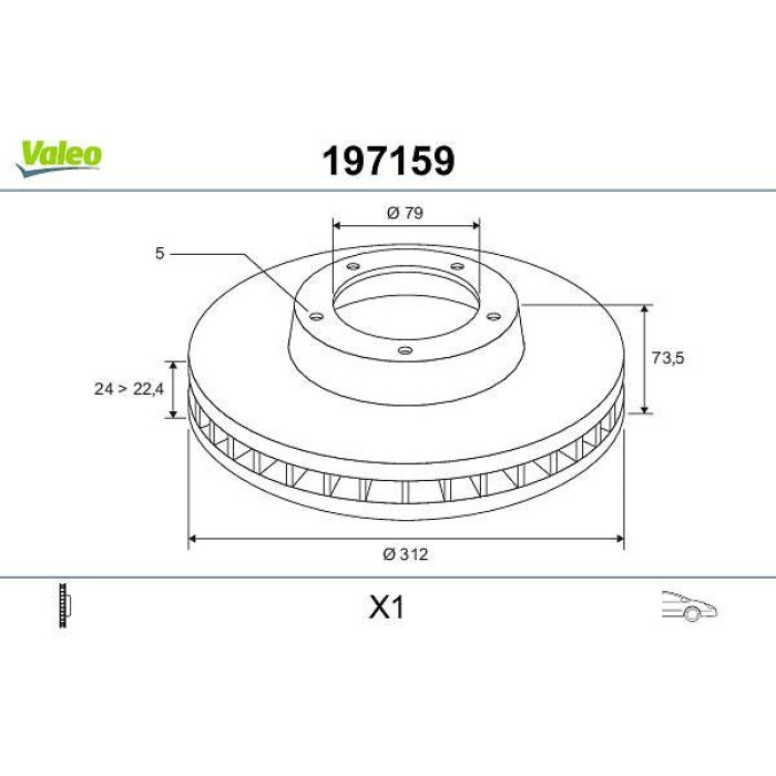 Valeo 197159 Bremsscheibe Valeo 197159 Bremsscheibe