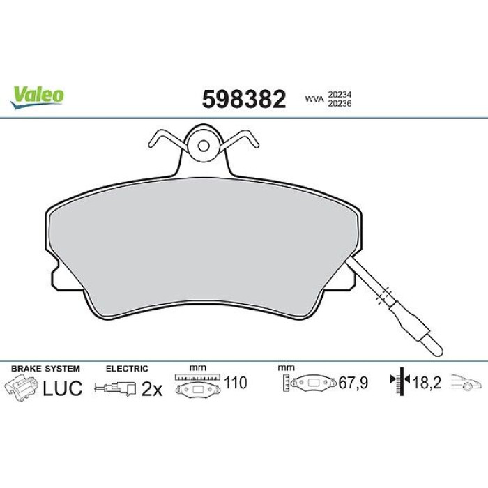 Valeo 598382 Bremsbelagsatz, Scheibenbremse