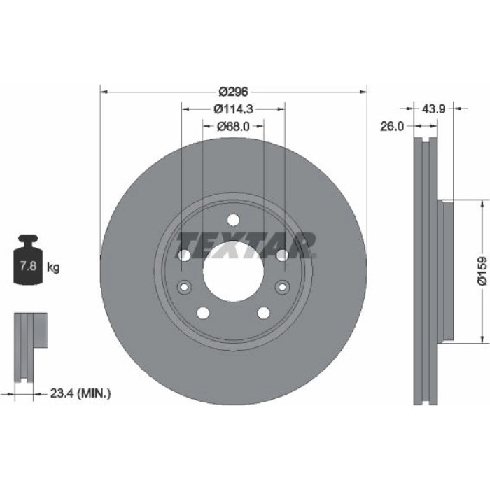 Textar 92195603 Bremsscheibe PRO Textar 92195603 Bremsscheibe PRO