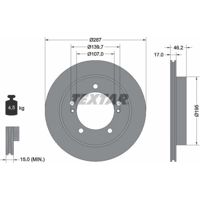 Textar 92076400 Bremsscheibe Textar 92076400 Bremsscheibe