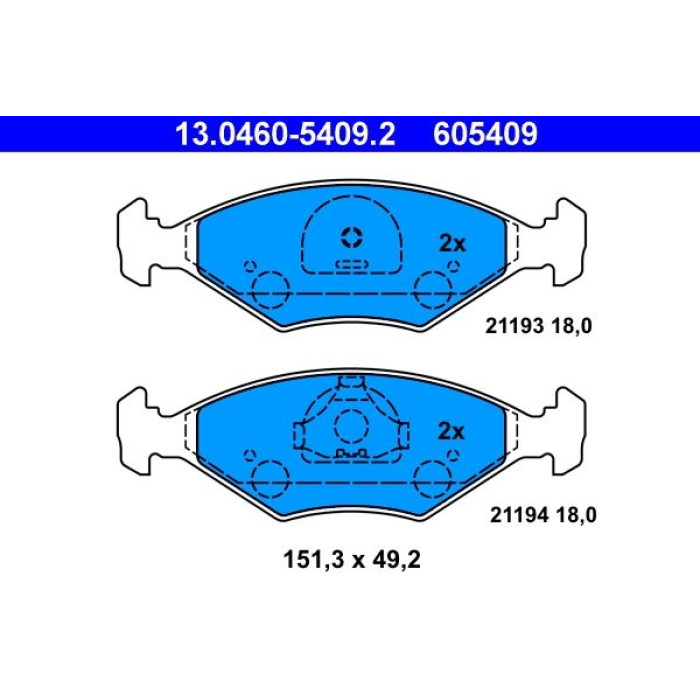 ATE 13.0460-5409.2 Bremsbelagsatz, Scheibenbremse ATE 13.0460-5409.2 Bremsbelagsatz, Scheibenbremse