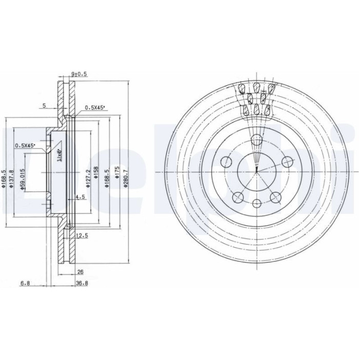 Delphi BG2844 Bremsscheibe Delphi BG2844 Bremsscheibe