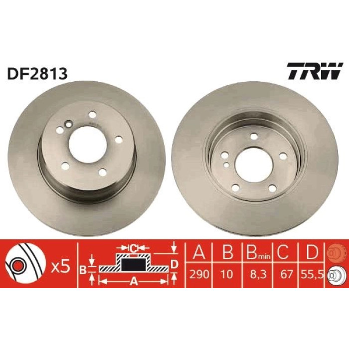 2x TRW DF2813 Bremsscheibe 2 x 2x TRW DF2813 Bremsscheibe 2 x