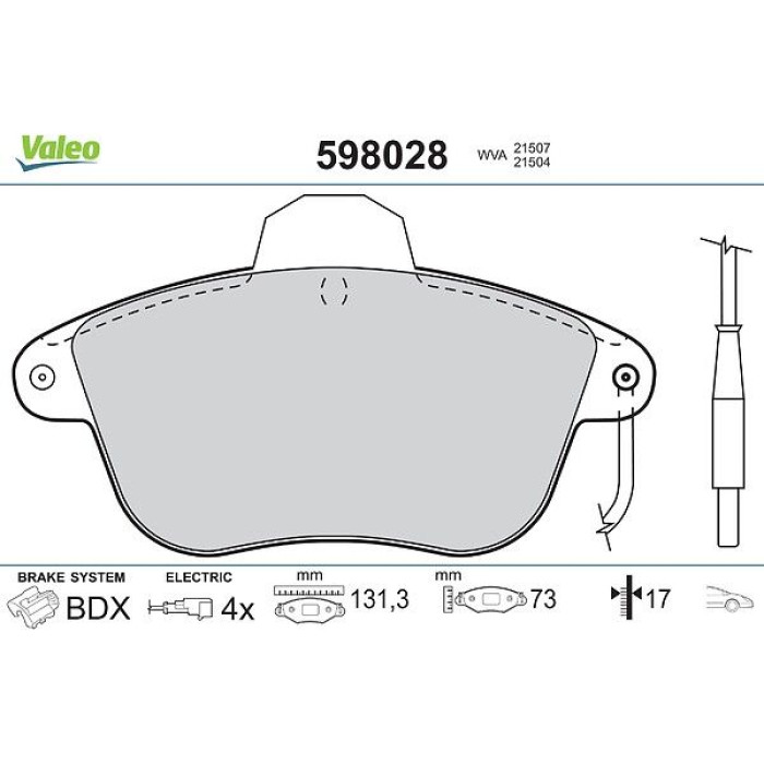 Valeo 598028 Bremsbelagsatz, Scheibenbremse Valeo 598028 Bremsbelagsatz, Scheibenbremse