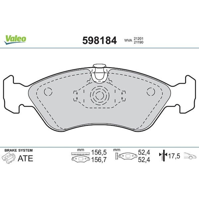 Valeo 598184 Bremsbelagsatz, Scheibenbremse