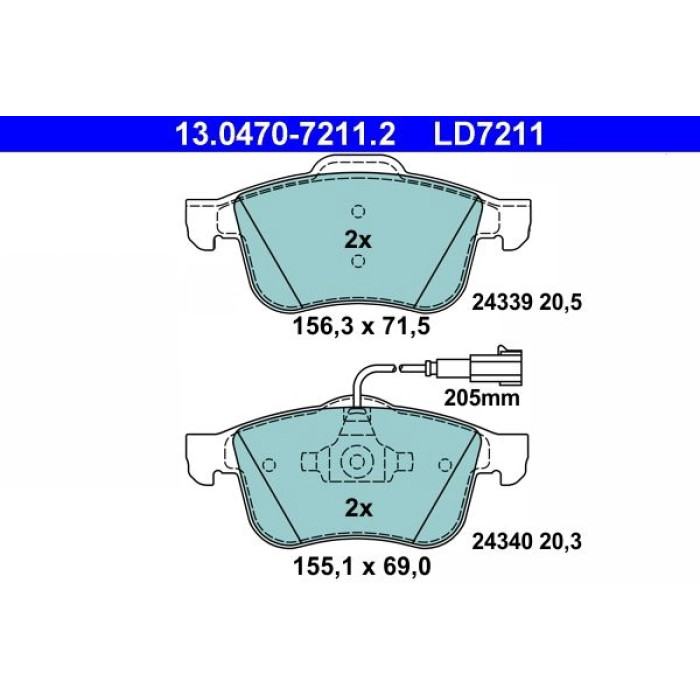 ATE 13.0470-7211.2 Bremsbelagsatz, Scheibenbremse Ceramic