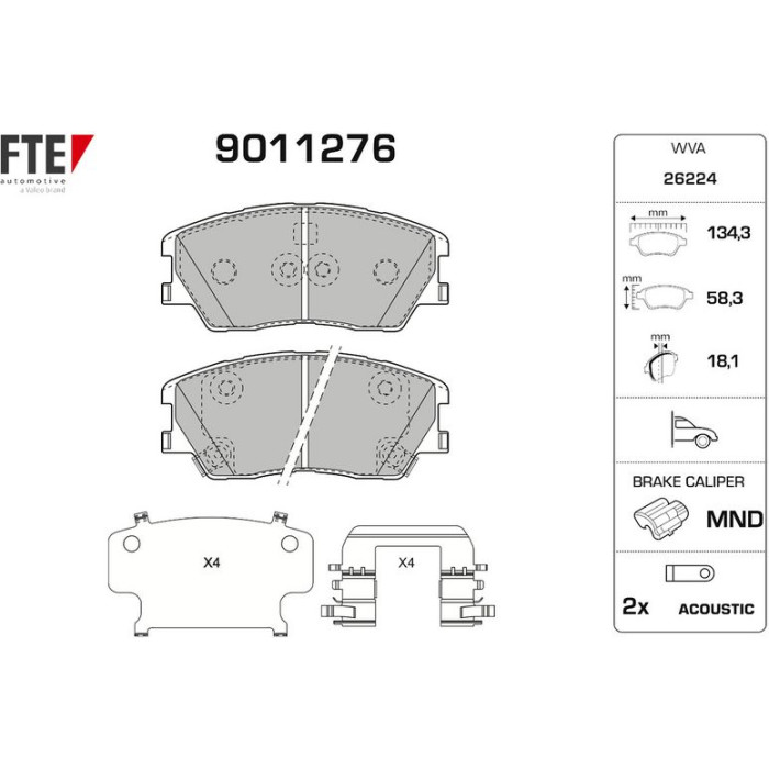 FTE 9011276 Bremsbelagsatz, Scheibenbremse