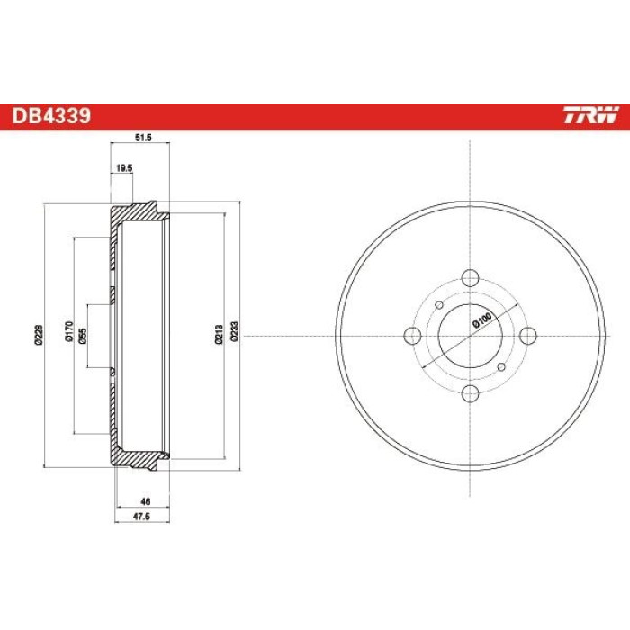 TRW DB4339 Bremstrommel