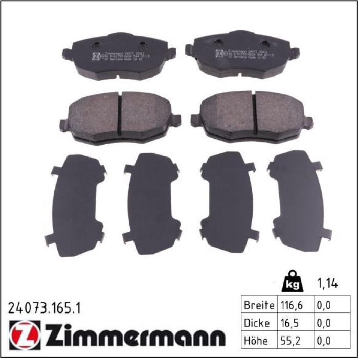 Zimmermann 24073.165.1 Bremsbelagsatz, Scheibenbremse Zimmermann 24073.165.1 Bremsbelagsatz, Scheibenbremse