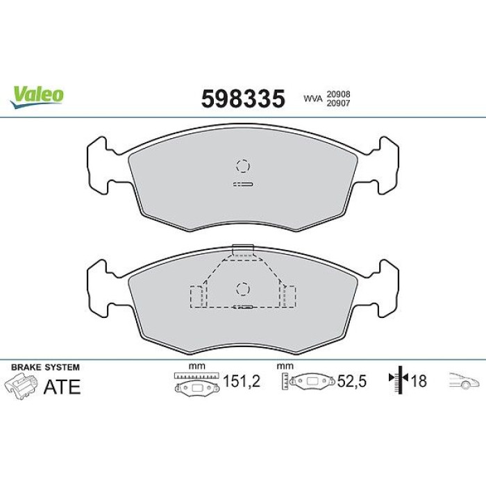 Valeo 598335 Bremsbelagsatz, Scheibenbremse Valeo 598335 Bremsbelagsatz, Scheibenbremse