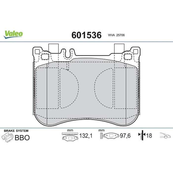 Valeo 601536 Bremsbelagsatz, Scheibenbremse Valeo 601536 Bremsbelagsatz, Scheibenbremse