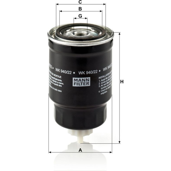 Mann-Filter WK 940/22 Kraftstofffilter Mann-Filter WK 940/22 Kraftstofffilter