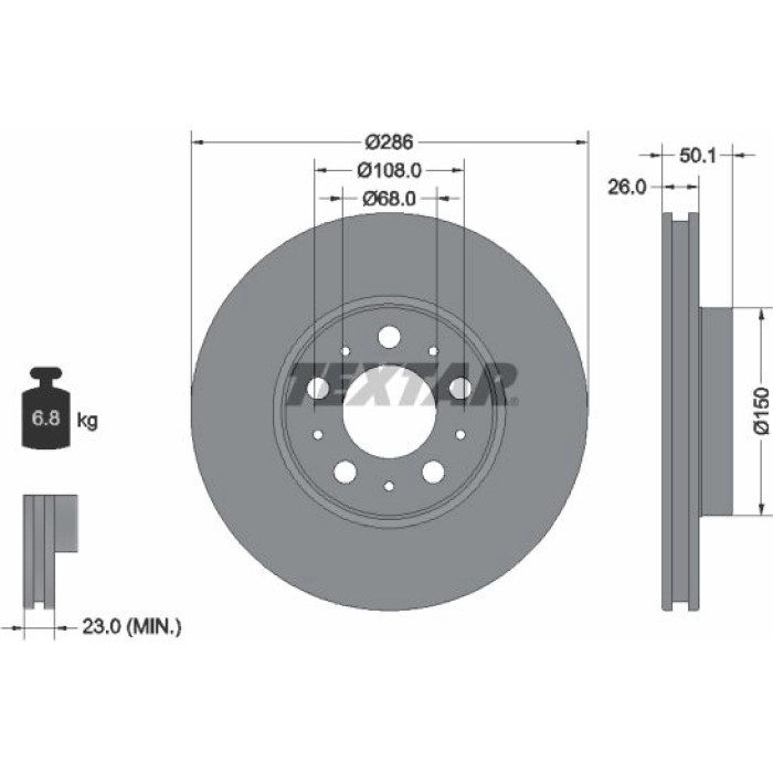 Textar 92100503 Bremsscheibe PRO Textar 92100503 Bremsscheibe PRO