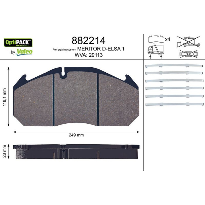 Valeo 882214 Bremsbelagsatz, Scheibenbremse OPTIPACK Valeo 882214 Bremsbelagsatz, Scheibenbremse OPTIPACK