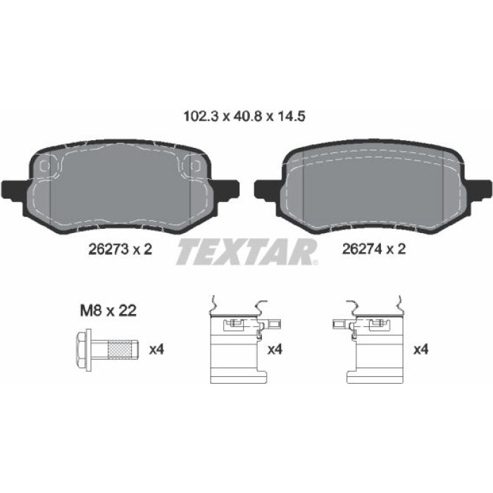 Textar 2627301 Bremsbelagsatz, Scheibenbremse