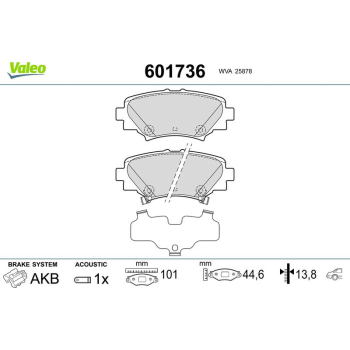 Valeo 601736 Bremsbelagsatz, Scheibenbremse Valeo 601736 Bremsbelagsatz, Scheibenbremse